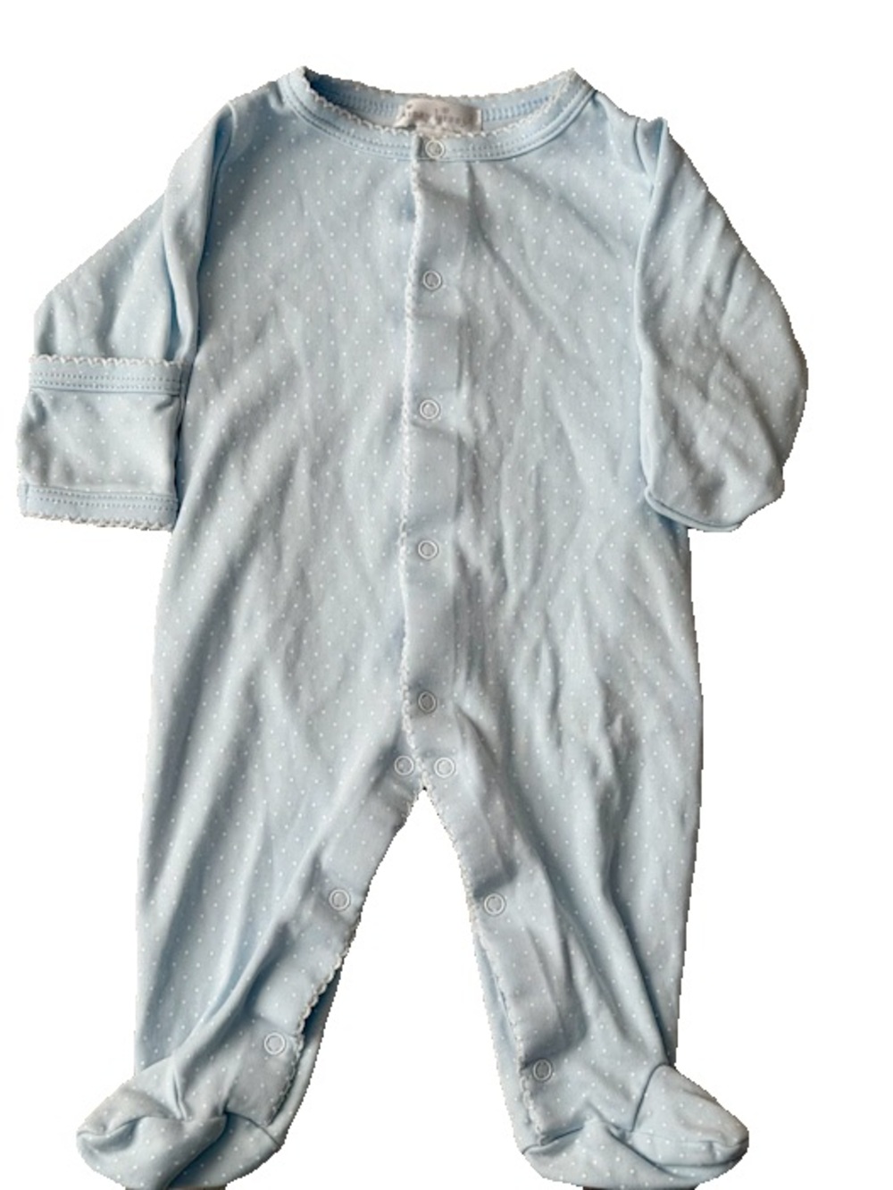 Kissy Kissy Light Blue Polka Dot Pima Cotton Footie Sleeper NB EUC